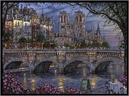 Francja, Most, Domy, Rzeka, Paryż, Sekwana